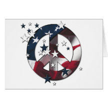 Peace Sign American Stars & Stripe Flag Greeting Cards