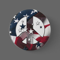 Peace Sign American Stars & Stripes Flag buttons