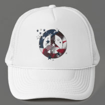 Peace Sign American Stars & Stripes Flag hats