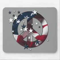 Peace Sign American Stars & Stripes Flag mousepads