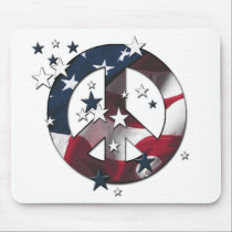 Peace Sign American Stars & Stripes Flag mousepads