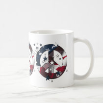 Peace Sign American Stars & Stripes Flag mugs