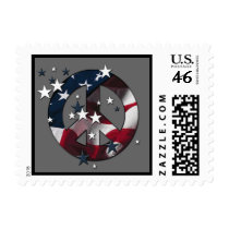 Peace Sign American Stars & Stripes Flag Stamp