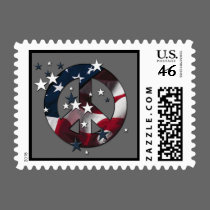 Peace Sign American Stars & Stripes Flag postage