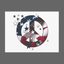 Peace Sign American Stars & Stripes Flag postcards