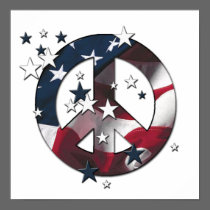 Peace Sign American Stars & Stripes Flag posters