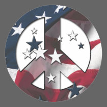 Peace Sign American Stars & Stripes Flag stickers