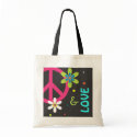 Peace Sign and Love Tote Bag bag