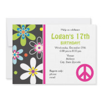 Peace Sign Birthday Invitation - Teen