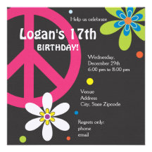 Peace Sign Birthday Invitation - Teen