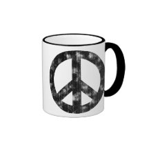 Peace Sign Black Distressed Mug