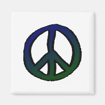 Peace Sign Blue and Green - Fridge Magnet