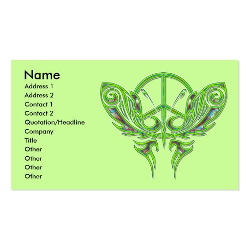 PEACE SIGN BUTTERFLY BUSINESS CARDS (front side)