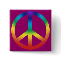 Peace Sign button; Chakra Colors