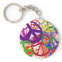 PEACE SIGN COLLAGE KEYCHAINS