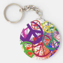 PEACE SIGN COLLAGE KEYCHAINS