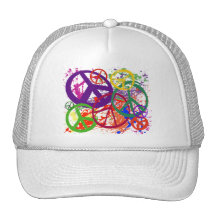 PEACE SIGN COLLAGE MESH HATS