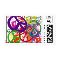 PEACE SIGN COLLAGE POSTAGE STAMPS
