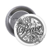 Peace Sign Filigree Art Button