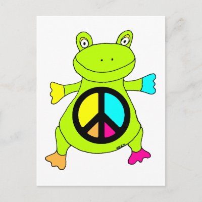 peace sign frog