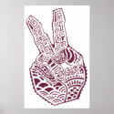 Peace Sign Henna Tat Hand Poster posters