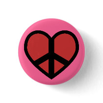 Peace Sign in a Heart Button by teeboutique Peace Sign in a Heart Button