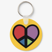 Peace Sign in a Heart Keychain by teeboutique Peace Sign in a Heart Keychain