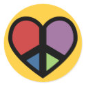 Peace Sign In A Heart Stickers