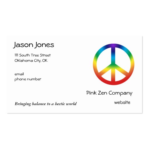 Peace Sign in Chakra Colors Business Cards