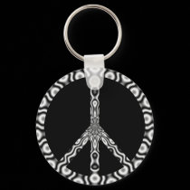 Peace Sign Keychain (BW)