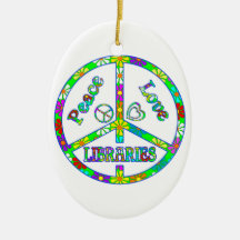 Peace Sign Libraries Christmas Ornaments
