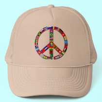 Peace Sign Made of Flags Products hats