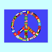 Peace Sign Made of Flags Products postcards
