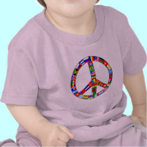 Peace Sign Made of Flags Products t-shirts
