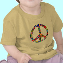 Peace Sign Made of Flags Products t-shirts