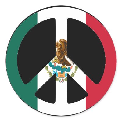 Peace Sign Mexico Round Stickers by bumper2bumper