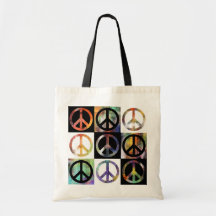 Peace Sign Mosaic Canvas Bags