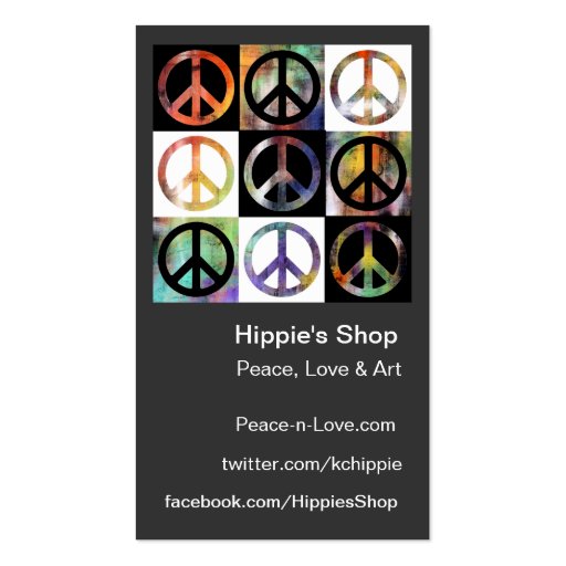 Peace Sign Mosaic Custom Business Cards (front side)