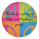 peace sign motif round sticker