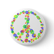 Peace Sign of Flowers buttons by irregulargoods Peace Sign of Flowers buttons