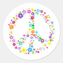Peace sign of Flowers Round Sticker