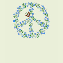 Peace Sign of Flowers T-Shirt - Blue Floral Design