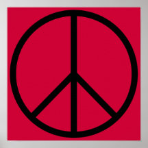 Peace Sign On Matte Red Canvas Poster