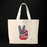 Peace Sign Patch Canvas Bag