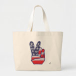 Peace Sign Patch Canvas Bag