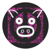 Peace Sign Pig Round Sticker