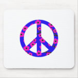 Peace Sign Pink Cherry Blossom Mouse Pads