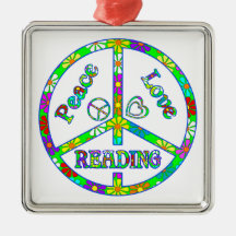 Peace Sign Reading Christmas Tree Ornaments
