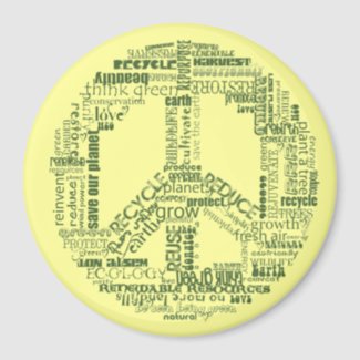 peace sign recycle words green magnet