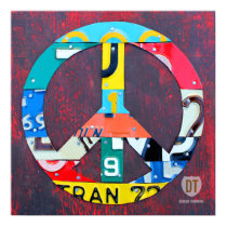 Peace Sign Recycled License Plate Art posters
